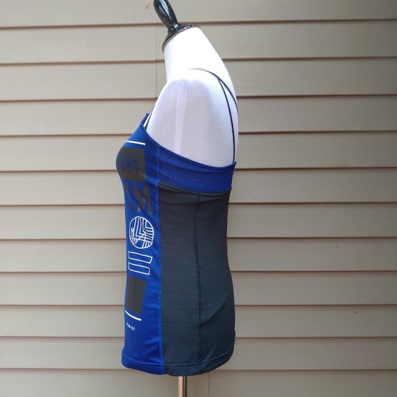 🔴SOLD🔴 Reebok Activchill Fitness Tank Top Black Blue Print Gym Yoga Workout - Picture 5 of 16